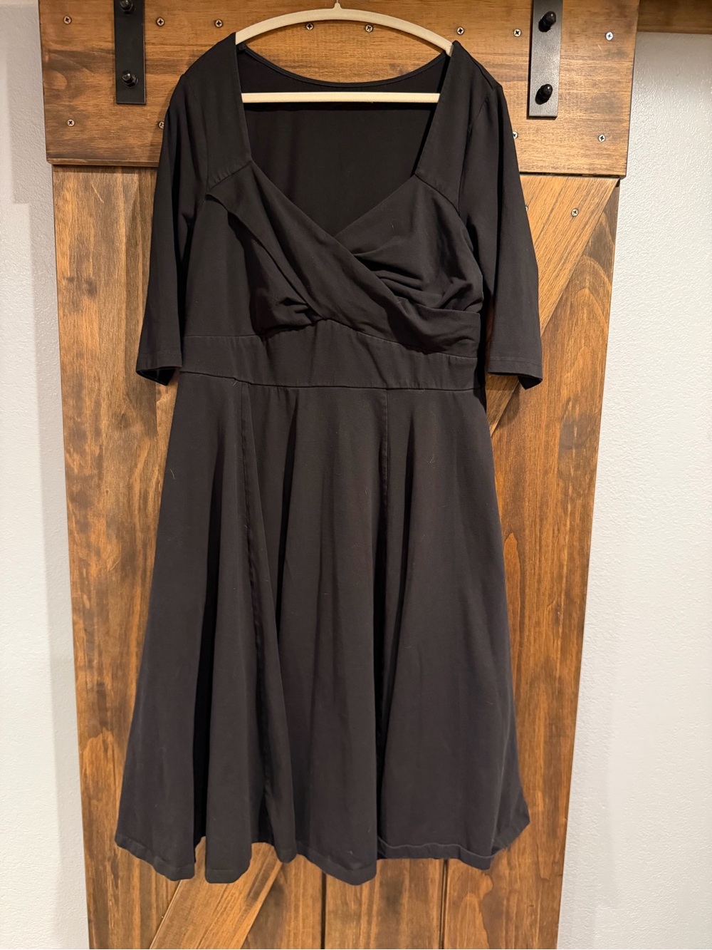 eshakti Black Fit & Flare Midi Dress with Elbow Sleeves size 1x/18W